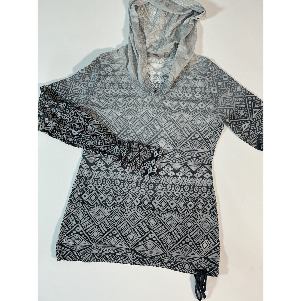 Athleta Gray Women's Geometric Aztec Burnout Pullover Hoodie Size XS
